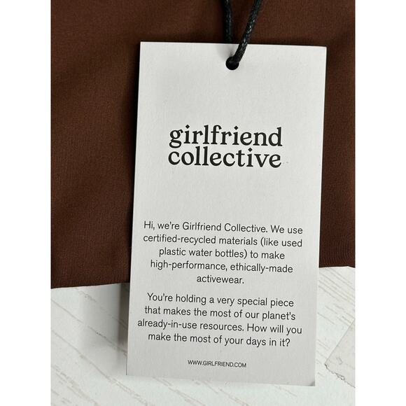 Girlfriend Collective Cafe Brown Bianca One Shoulder Sports Bra Compression XXS - Picture 4 of 5